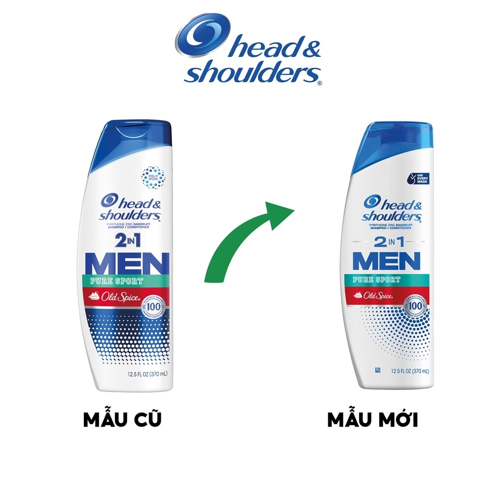Dầu Gội Và Xả Head & Shoulders Men Series Pure Sport Old Spice 2 Trong 1 Ngăn Ngừa Gàu 370ml