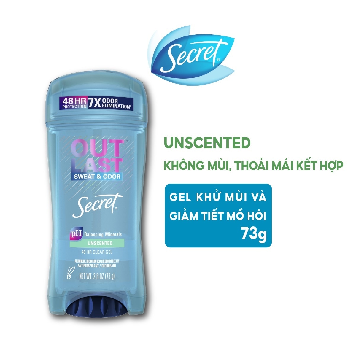 Gel Khử Mùi Secret Outlast Xtend Technology Unscented Cho Nữ Giới 73g