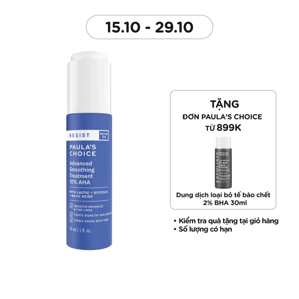 Tinh Chất Paula's Choice Resist Advanced Smoothing Treatment 10% AHA Làm Sáng Và Đều Màu Da 30ml