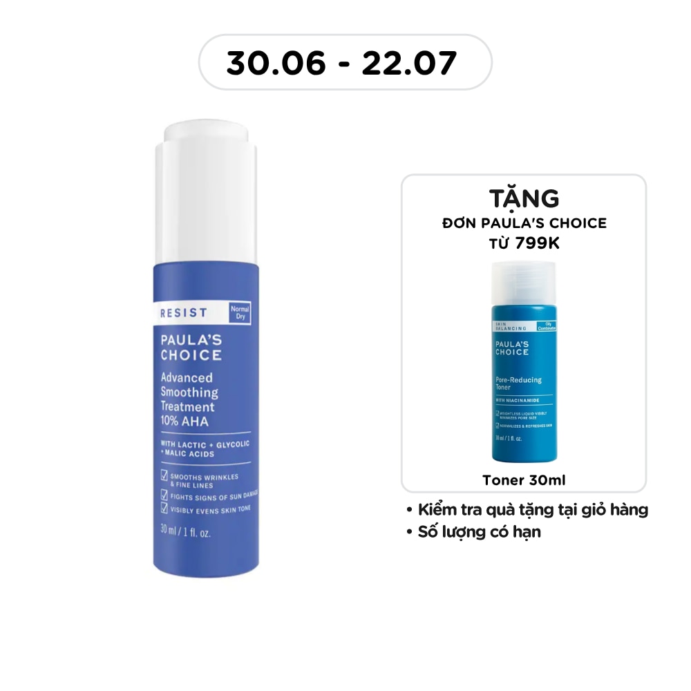 Tinh Chất Paula's Choice Resist Advanced Smoothing Treatment 10% AHA Làm Sáng Và Đều Màu Da 30ml