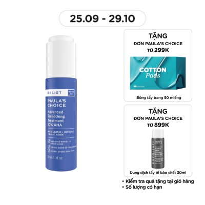 PAULA'S CHOICE Tinh Chất Paula's Choice Resist Advanced Smoothing Treatment 10% AHA Làm Sáng Và Đều Màu Da 30ml