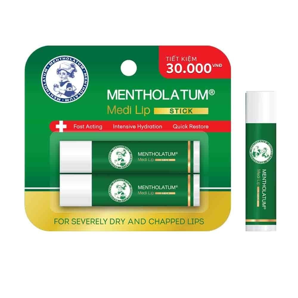 Combo Son Dưỡng Mentholatum Medi Lip Stick Dành Cho Môi Khô Và Nứt Nẻ 8.6g (2 Tuýp x 4.3g)