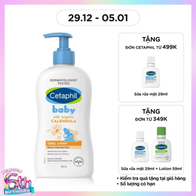 CETAPHIL Sữa Dưỡng Da Trẻ Em Cetaphil Baby Daily Lotion With Organic Calendula Tinh Chất Hoa Cúc 400ml