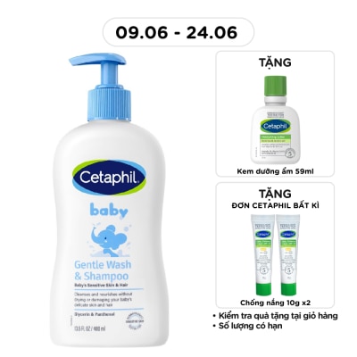 CETAPHIL - Sữa Tắm Và Gội Trẻ Em Cetaphil Baby Gentle Dịu Nhẹ Cho Làn Da Em Bé 400ml