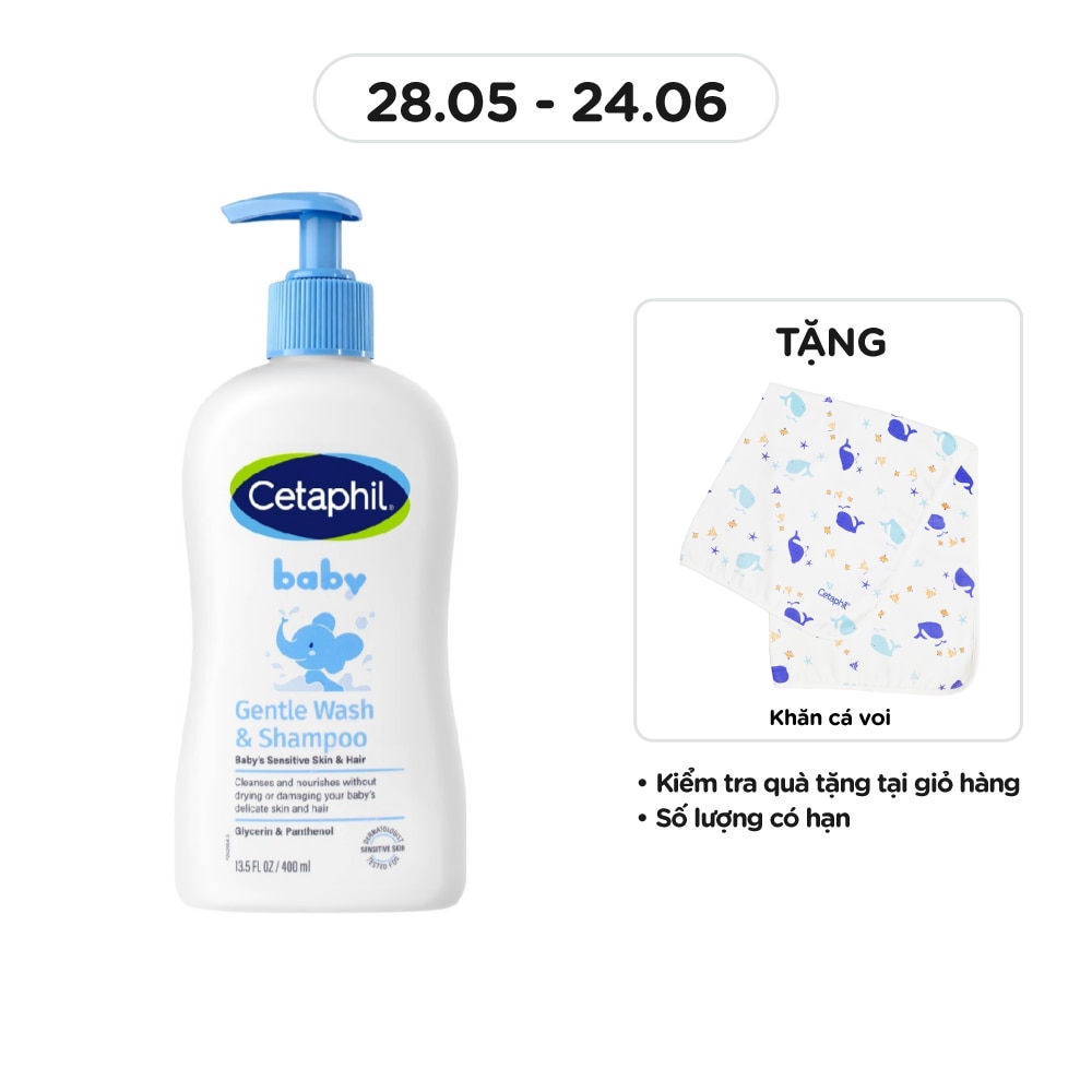 Sữa Tắm Và Gội Trẻ Em Cetaphil Baby Gentle Dịu Nhẹ Cho Làn Da Em Bé 400ml