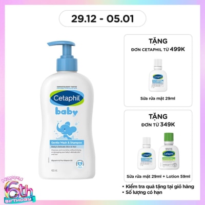 CETAPHIL Sữa Tắm Và Gội Trẻ Em Cetaphil Baby Gentle Dịu Nhẹ Cho Làn Da Em Bé 400ml