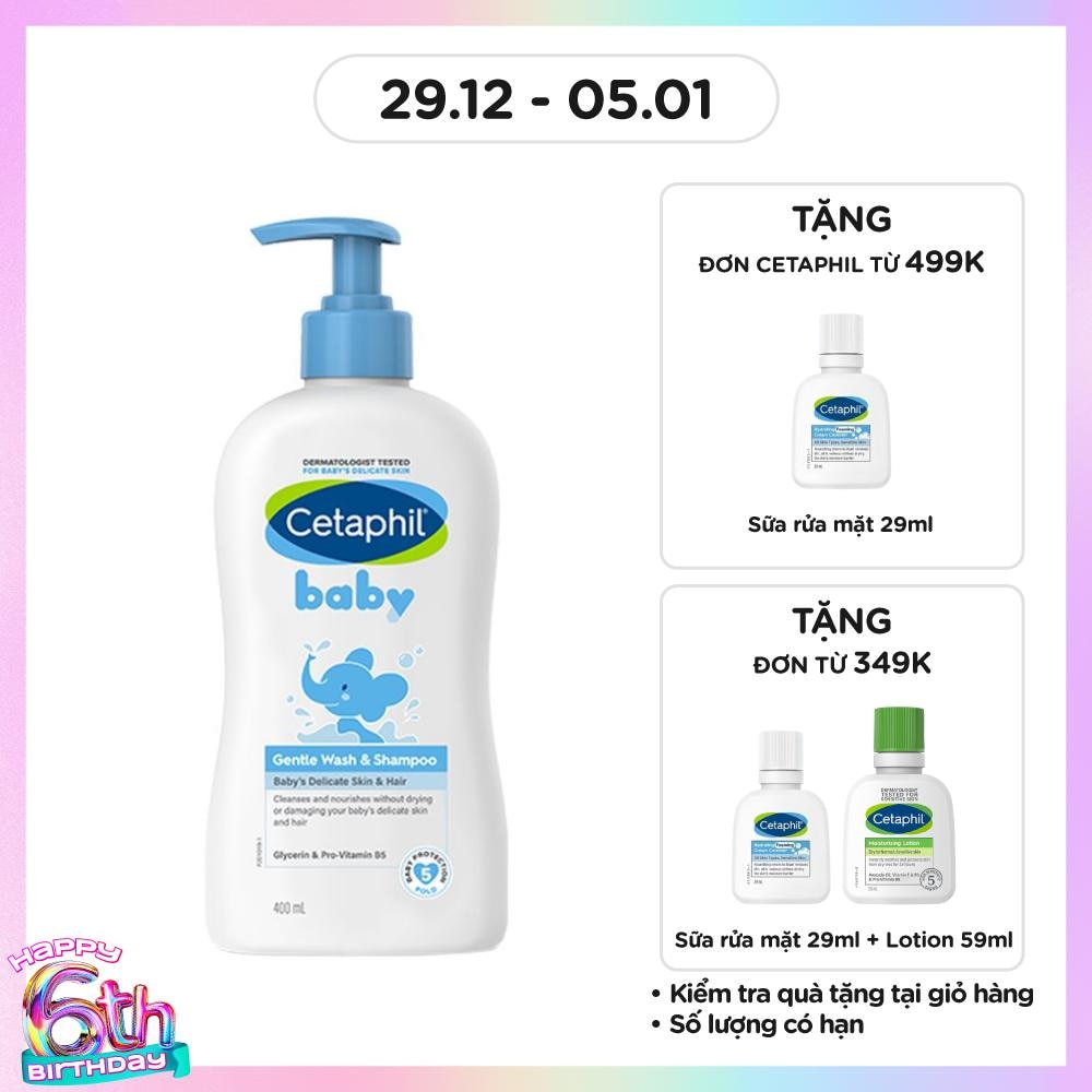 Sữa Tắm Và Gội Trẻ Em Cetaphil Baby Gentle Dịu Nhẹ Cho Làn Da Em Bé 400ml