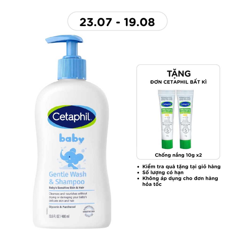 Sữa Tắm Và Gội Trẻ Em Cetaphil Baby Gentle Dịu Nhẹ Cho Làn Da Em Bé 400ml