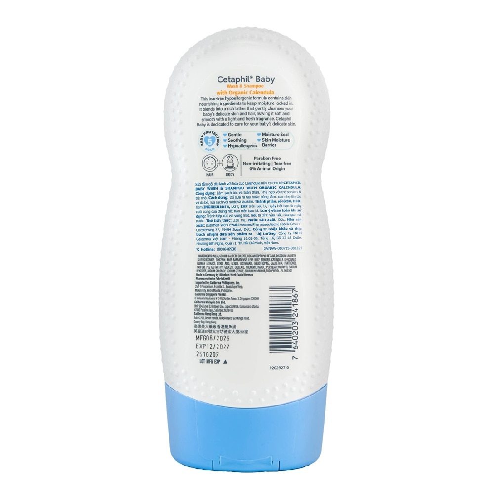 Baby Wash & Shampoo With Organic Calendula Hair And Body 230ml