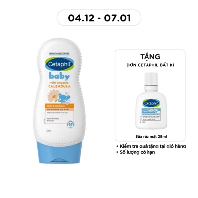 CETAPHIL Sữa Tắm Và Gội Trẻ Em Cetaphil Baby Organic Calendula Tinh Chất Hoa Cúc 230ml