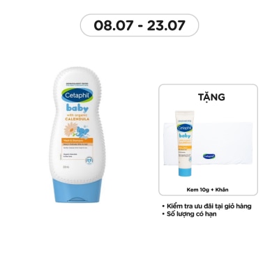 CETAPHIL Baby Wash & Shampoo With Organic Calendula Hair And Body 230ml