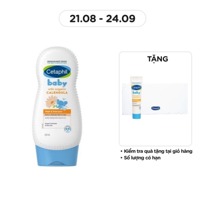 CETAPHIL Baby Wash & Shampoo With Organic Calendula Hair And Body 230ml