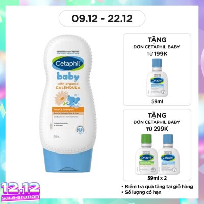 CETAPHIL Sữa Tắm Và Gội Trẻ Em Cetaphil Baby Organic Calendula Tinh Chất Hoa Cúc 230ml