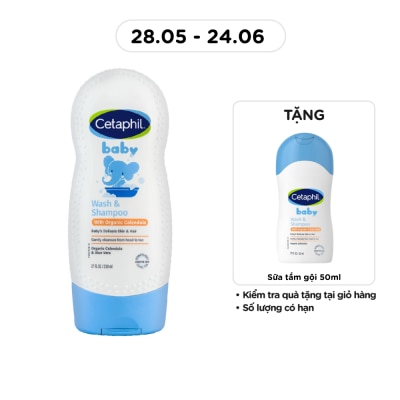 CETAPHIL - Sữa Tắm Và Gội Trẻ Em Cetaphil Baby Organic Calendula Tinh Chất Hoa Cúc 230ml