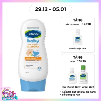 CETAPHIL Sữa Tắm Và Gội Trẻ Em Cetaphil Baby Organic Calendula Tinh Chất Hoa Cúc 230ml