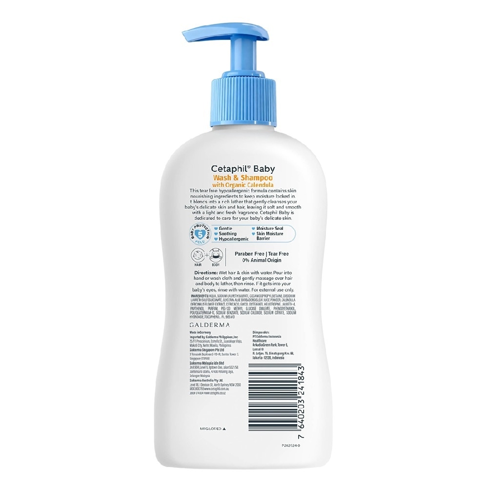 Baby Wash & Shampoo With Organic Calendula Hair And Body 400ml