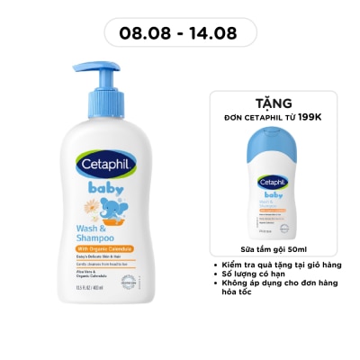 CETAPHIL - Sữa Tắm Gội Trẻ Em Cetaphil Baby Organic Calendula Tinh Chất Hoa Cúc 400ml image