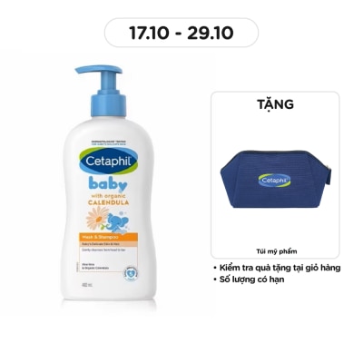 CETAPHIL Sữa Tắm Gội Trẻ Em Cetaphil Baby Organic Calendula Tinh Chất Hoa Cúc 400ml