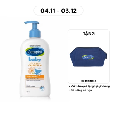 CETAPHIL Baby Wash & Shampoo With Organic Calendula Hair And Body 400ml