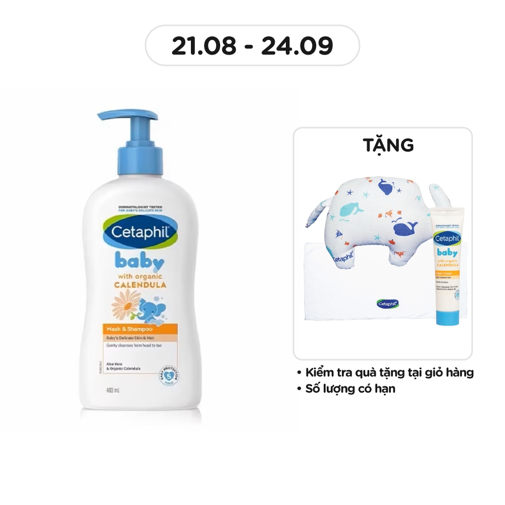 Sữa Tắm Gội Trẻ Em Cetaphil Baby Organic Calendula Tinh Chất Hoa Cúc 400ml