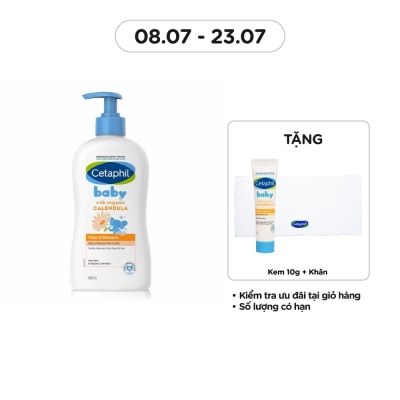 CETAPHIL Baby Wash & Shampoo With Organic Calendula Hair And Body 400ml