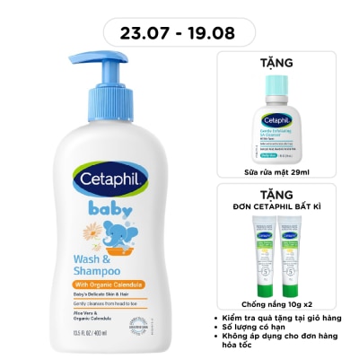 CETAPHIL - Baby Wash & Shampoo With Organic Calendula Hair And Body 400ml image