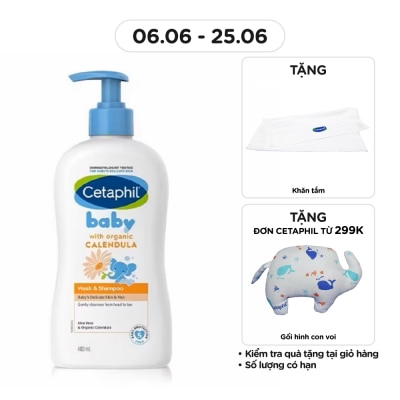 CETAPHIL Sữa Tắm Gội Trẻ Em Cetaphil Baby Organic Calendula Tinh Chất Hoa Cúc 400ml