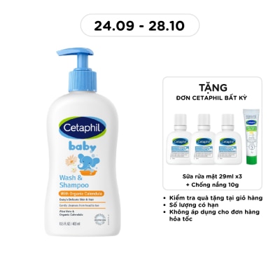 CETAPHIL Baby Wash & Shampoo With Organic Calendula Hair And Body 400ml image