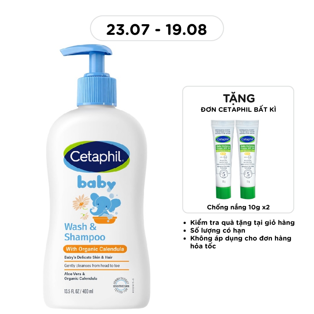 Sữa Tắm Gội Trẻ Em Cetaphil Baby Organic Calendula Tinh Chất Hoa Cúc 400ml