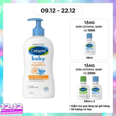 CETAPHIL Sữa Tắm Gội Trẻ Em Cetaphil Baby Organic Calendula Tinh Chất Hoa Cúc 400ml