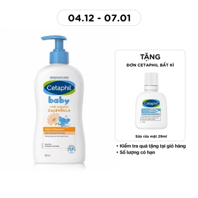 CETAPHIL Sữa Tắm Gội Trẻ Em Cetaphil Baby Organic Calendula Tinh Chất Hoa Cúc 400ml