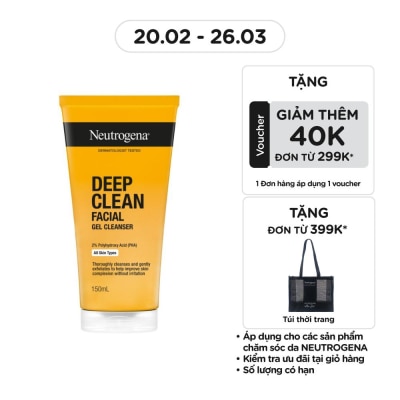 NEUTROGENA Sữa Rửa Mặt Neutrogena Deep Clean Facial Cleanser Dạng Gel Làm Sạch Sâu 150ml