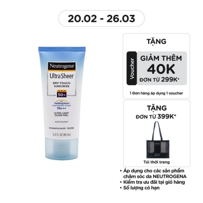 NEUTROGENA Kem Chống Nắng Neutrogena Ultra Sheer Dry Touch Khô Thoáng SPF 50 PA+++ 88ml