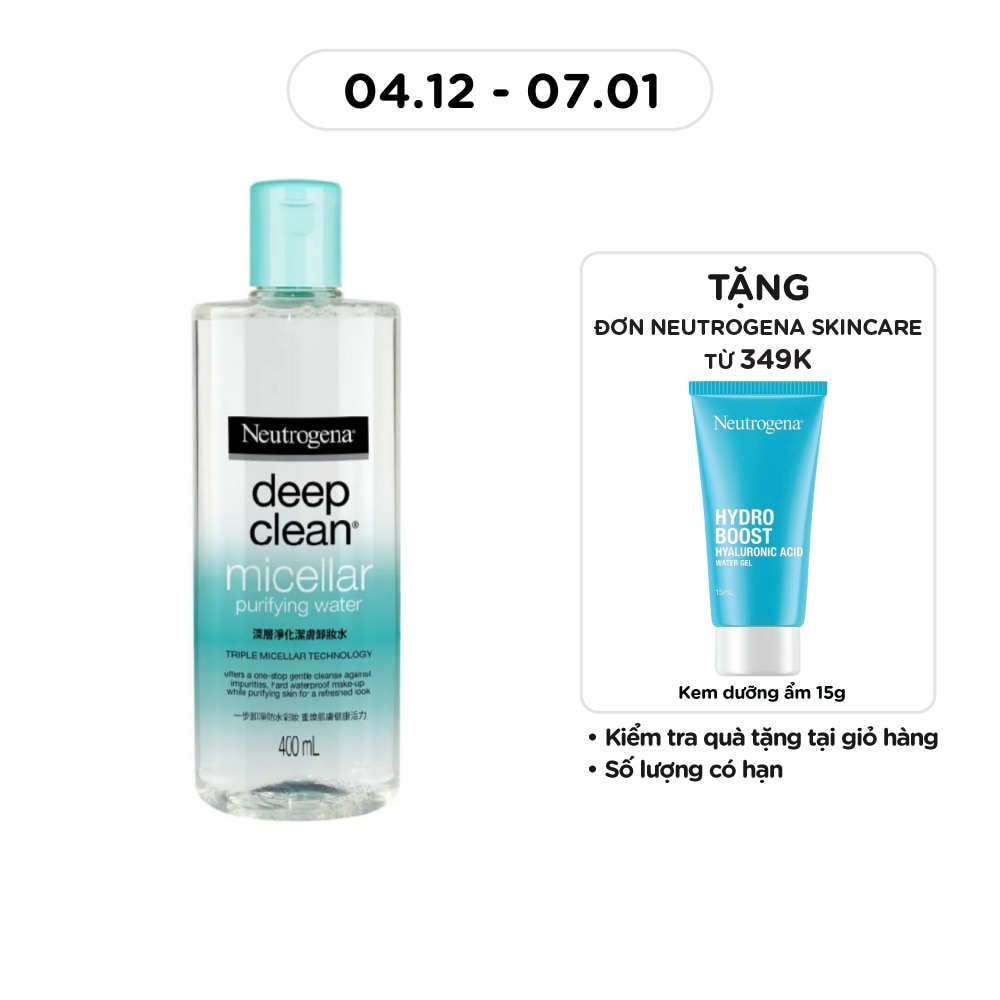 Nước Tẩy Trang Neutrogena Deep Clean Micellar Purifying Water Làm Sạch Da 400ml