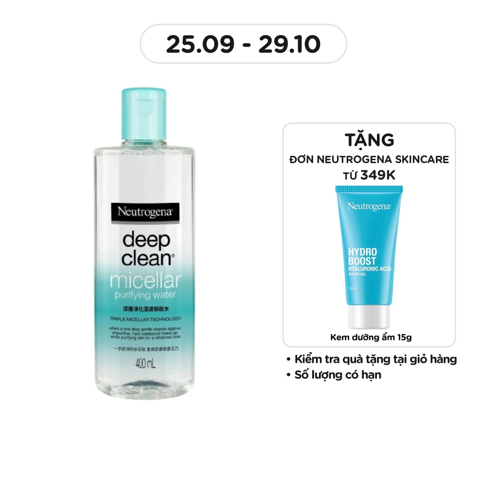 Nước Tẩy Trang Neutrogena Deep Clean Micellar Purifying Water Làm Sạch Da 400ml