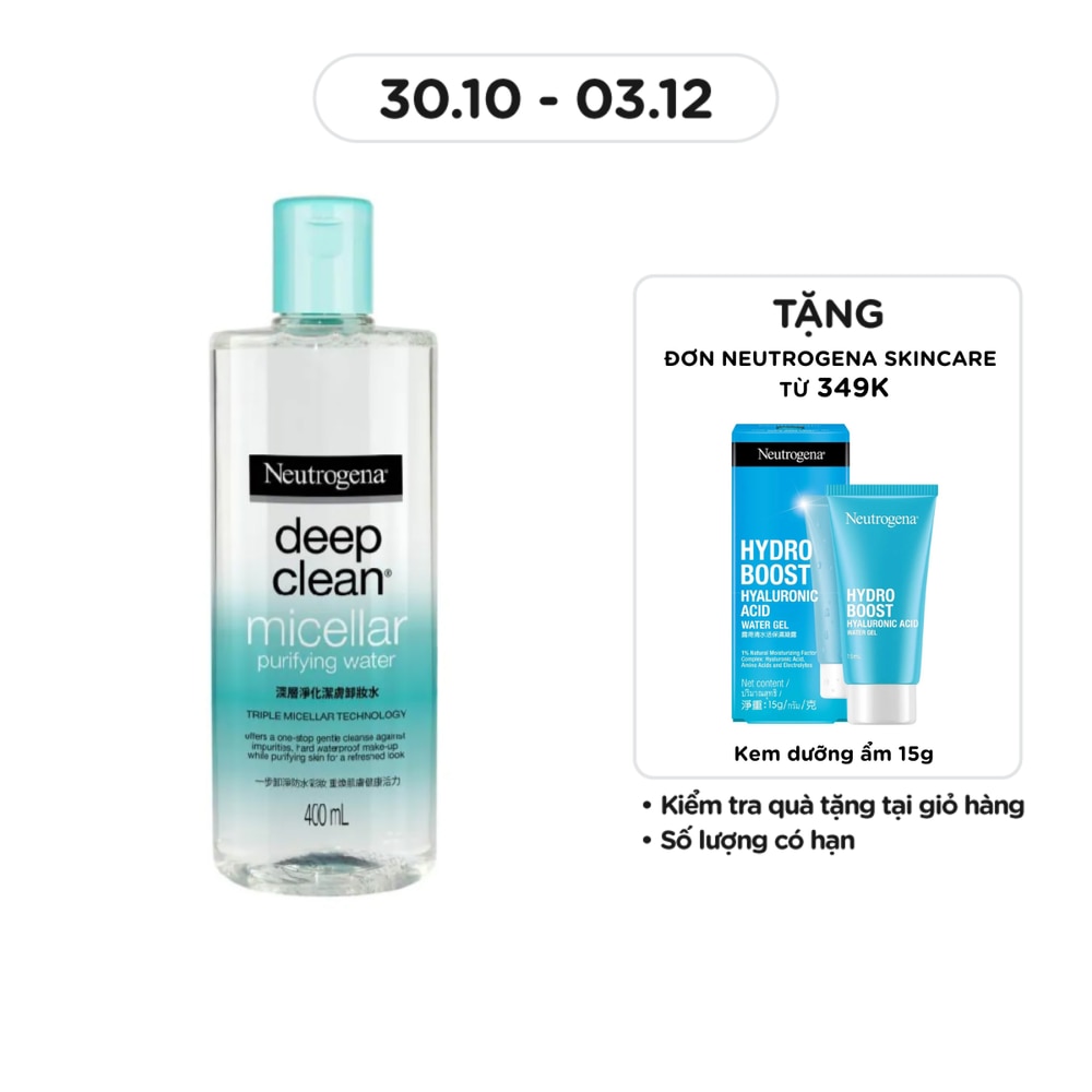 Nước Tẩy Trang Neutrogena Deep Clean Micellar Purifying Water Làm Sạch Da 400ml