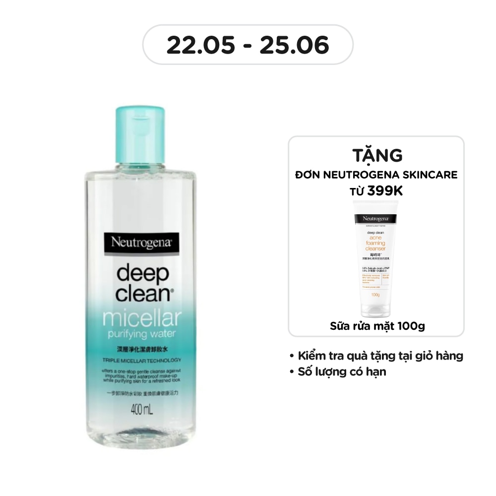 Nước Tẩy Trang Neutrogena Deep Clean Micellar Purifying Water Làm Sạch Da 400ml