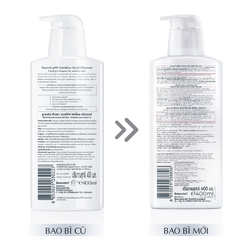 Sữa Rửa Mặt Eucerin Dành Cho Da Nhạy Cảm pH5 Facial Cleanser 400ml image