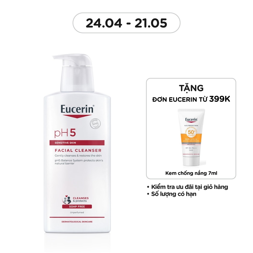 Sữa Rửa Mặt Eucerin Dành Cho Da Nhạy Cảm pH5 Facial Cleanser 400ml