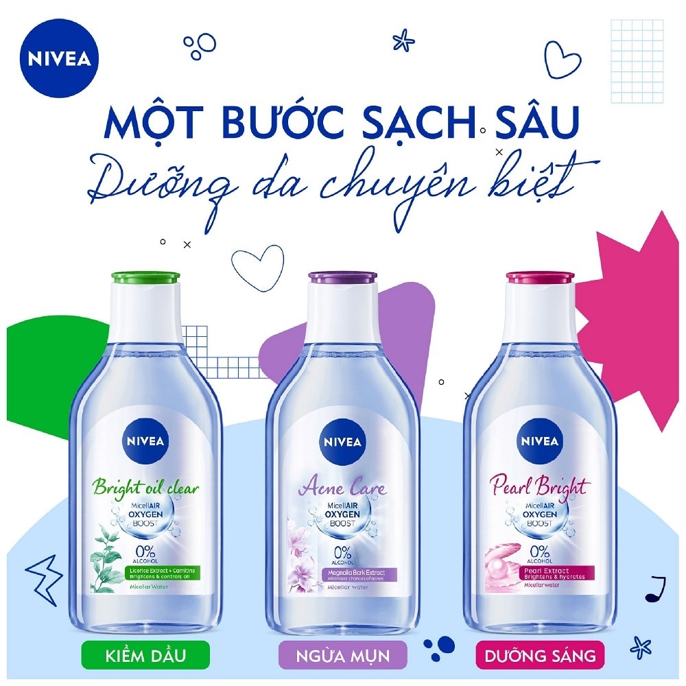 Nước Tẩy Trang Nivea Pearl White Tính Chất Ngọc Trai Sáng Da Dành Cho Da Thường Và Khô 400ml