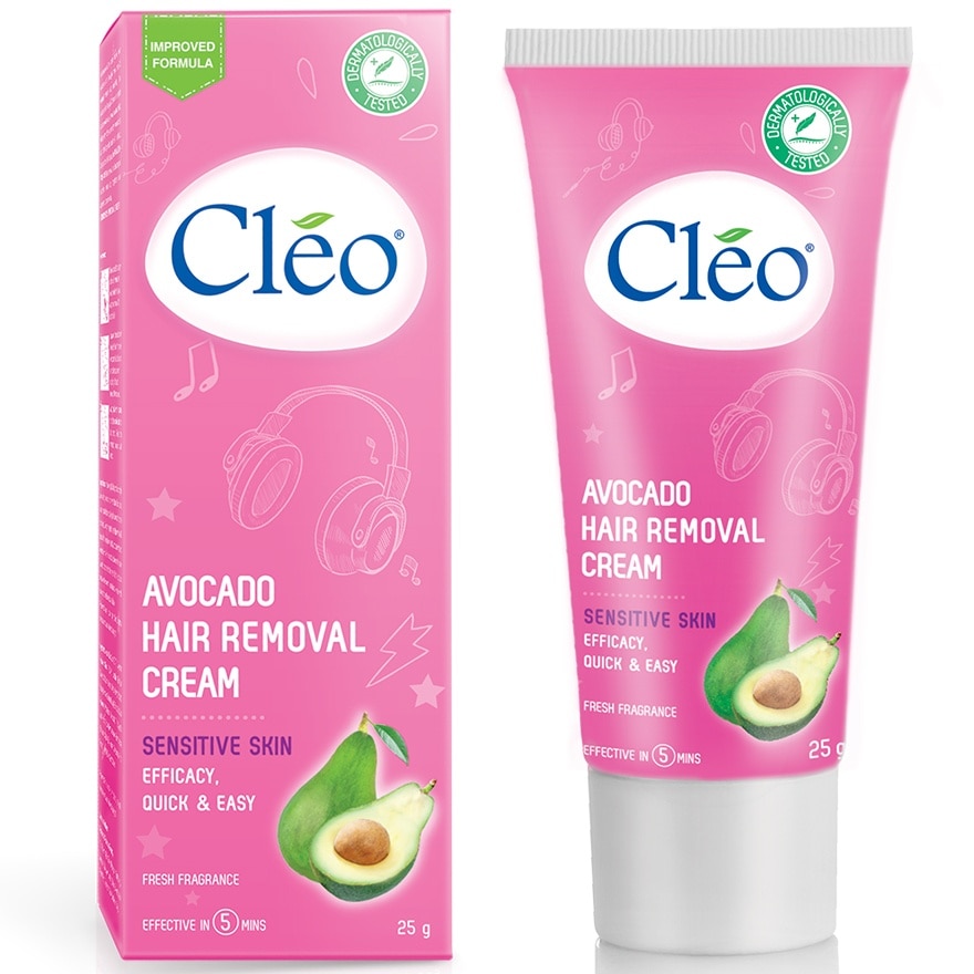 Kem Tẩy Lông Cléo Avocado Efficacy Quick & Easy Sensitive Skin Chiết Xuất Bơ Cho Da Nhạy Cảm 25g