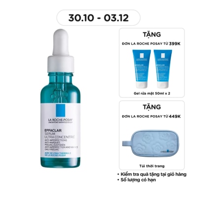 LA ROCHE POSAY Dưỡng Chất La Roche Posay Effaclar Serum 3 Tác Động Giảm Mụn, Thâm Sau Mụn Và Lỗ Chân Lông To 30ml