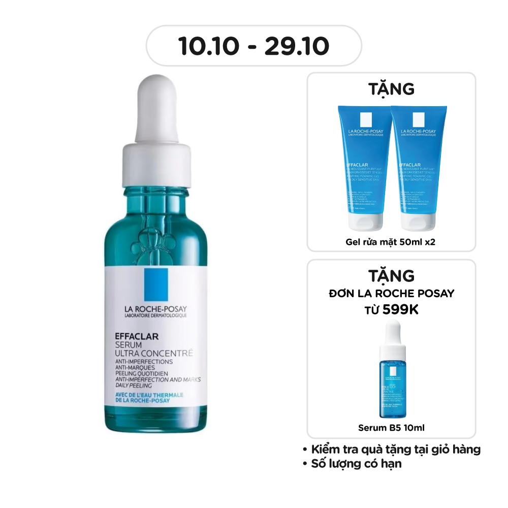 Dưỡng Chất La Roche Posay Effaclar Serum 3 Tác Động Giảm Mụn, Thâm Sau Mụn Và Lỗ Chân Lông To 30ml
