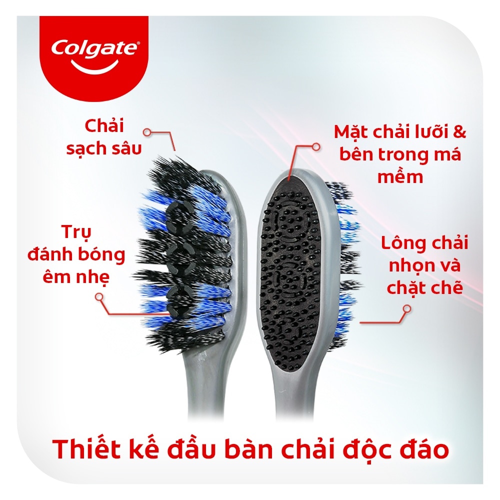 Bộ Bàn Chải Đánh Răng Colgate 360 Charcoal Spiral Lông Chải Siêu Mềm Xoắn Kép Phủ Than 2 Cây