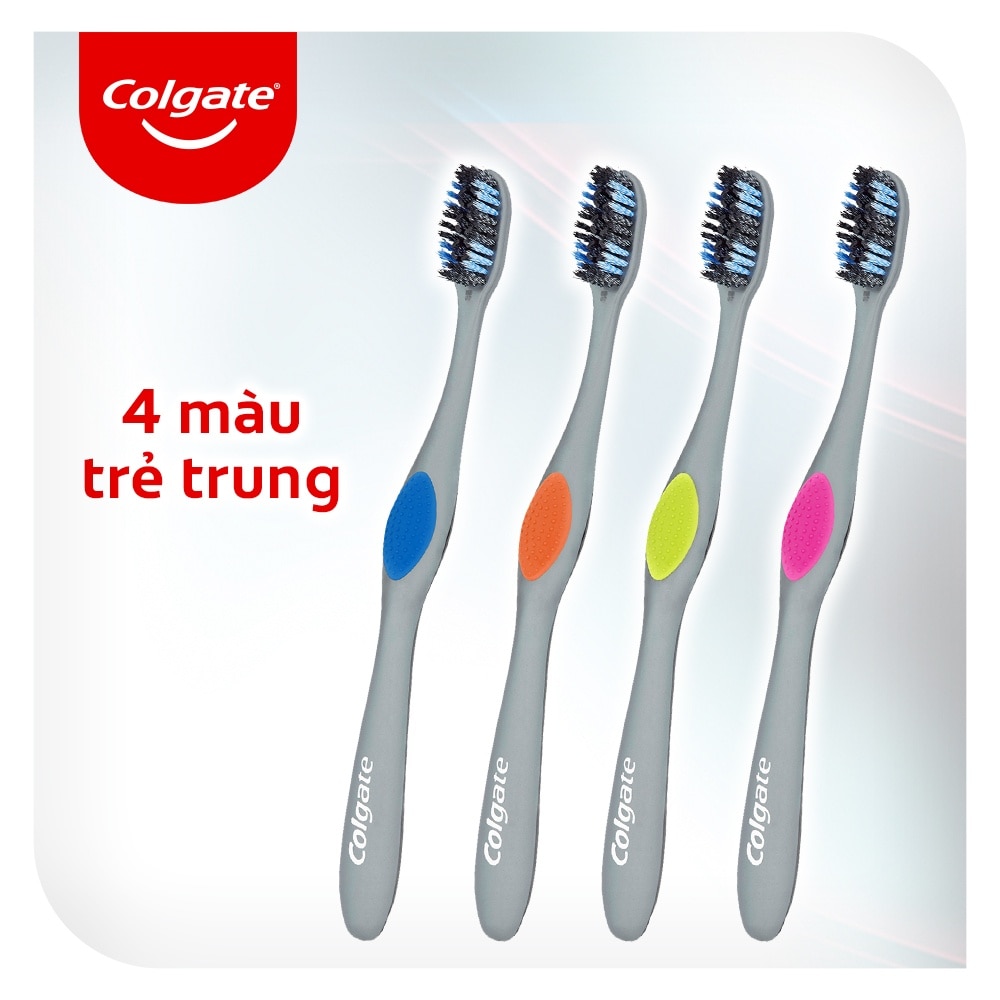 Bộ Bàn Chải Đánh Răng Colgate 360 Charcoal Spiral Lông Chải Siêu Mềm Xoắn Kép Phủ Than 2 Cây