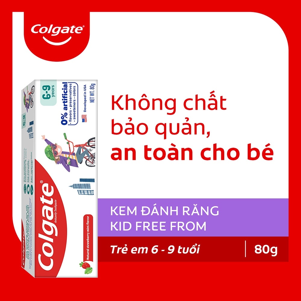 Kem Đánh Răng Colgate Ngừa Sâu Răng Dành Cho Trẻ Em 6-9 Tuổi Hương Dâu Bạc Hà 80g
