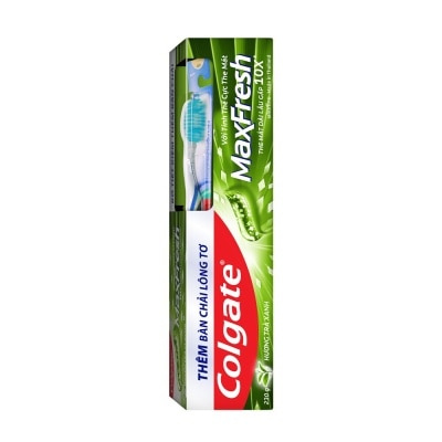 COLGATE Kem Đánh Răng Colgate Max Fresh Trà Xanh Tinh Thể Cực Mát 225g + Bàn Chải Lông Tơ Phủ Than