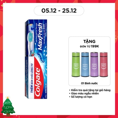 COLGATE Kem Đánh Răng Colgate Max Fresh Bạc Hà Tinh Thể Cực The Mát 225g + Bàn Chải Mềm Mại