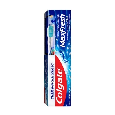 COLGATE Kem Đánh Răng Colgate Max Fresh Bạc Hà Tinh Thể Cực The Mát 225g + Bàn Chải Mềm Mại