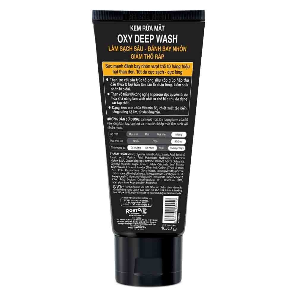 Kem Rửa Mặt Oxy Deep Wash Cream Formula Tác Động Sâu Sạch Nhờn Không Hạt 100g